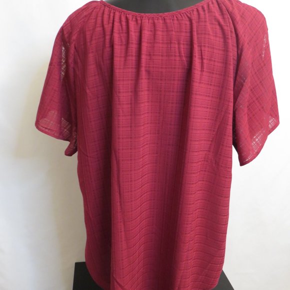 Ricki's:  Wine Blouse with Slit Sleeves - Picture 5 of 5